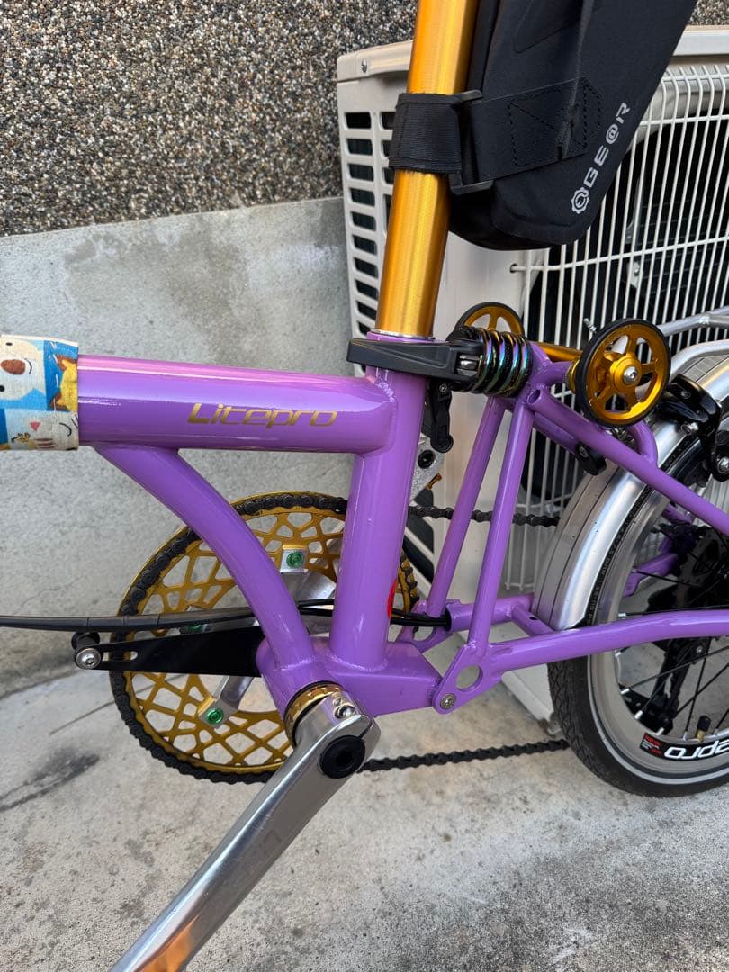LITEPRO 折りたたみ自転車 パープル 16インチ