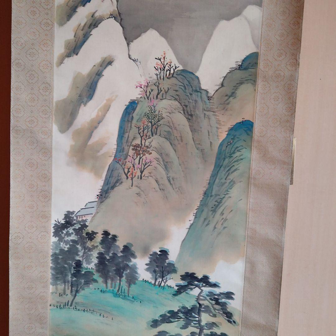 山水画 日本画 自宅蔵出し、描きが解りません。幅４６センチ.