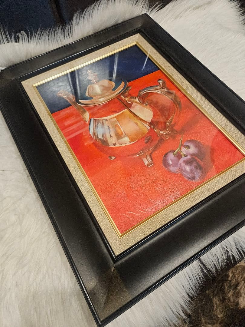和田直樹 「午后色の静物」F4号 静物画 写実 白日会 在銘 油彩画　綺麗額縁