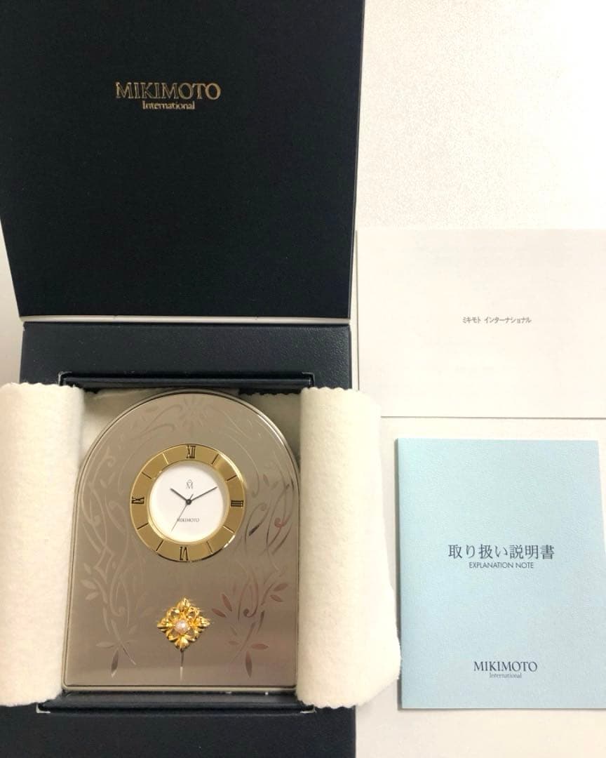 MIKIMOTO パール付き 置き時計、フォトフレーム、ボールペン 4点セット