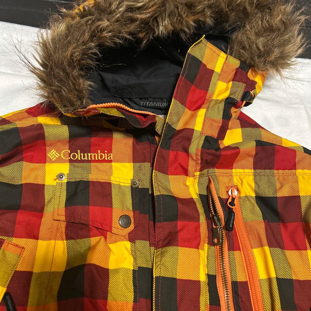 美品Columbiaコロンビアtitaniumチェック柄スキーウェアMジャケット