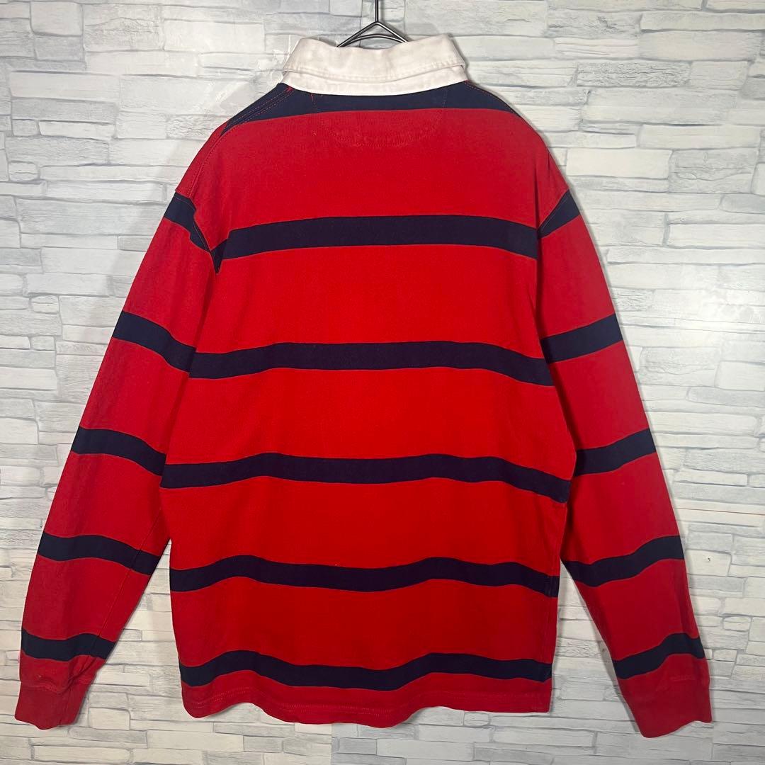 POLO RALPH LAUREN ラガーシャツ M レッド×ネイビー ボーダー