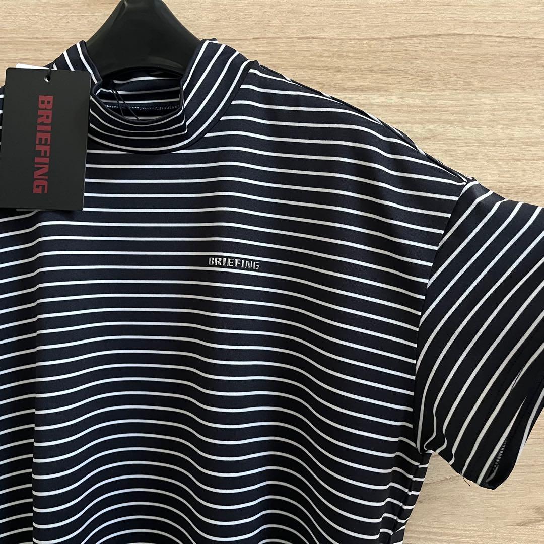 新品★BRIEFING モックネックシャツ 半袖ハイネックシャツ 紺×白 M