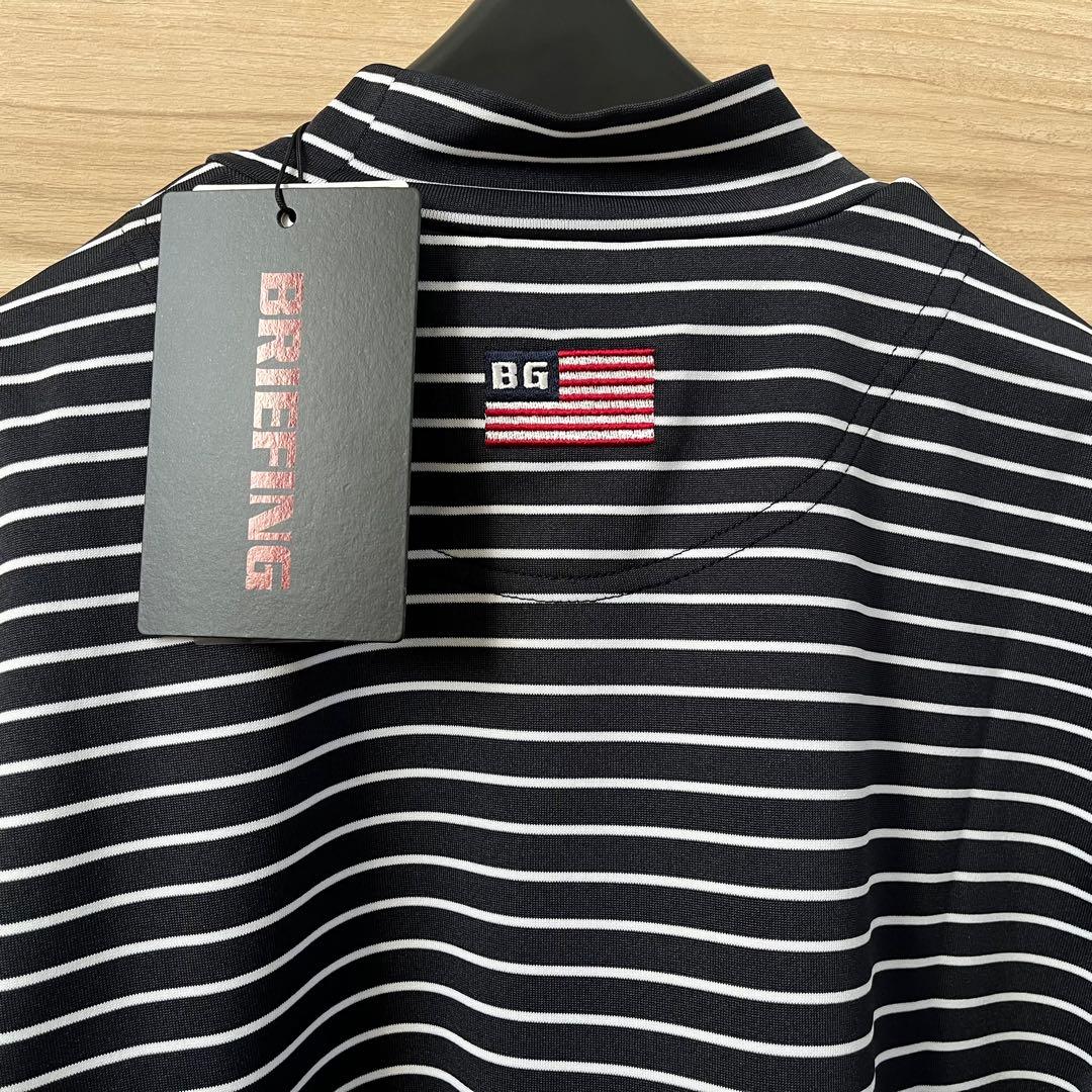 新品★BRIEFING モックネックシャツ 半袖ハイネックシャツ 紺×白 M