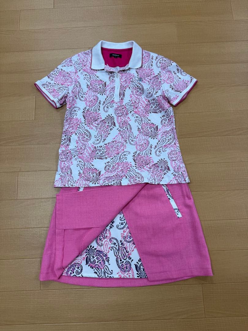 Paul Stuart GOLF ペイズリー柄ポロシャツ+ピンクスカート