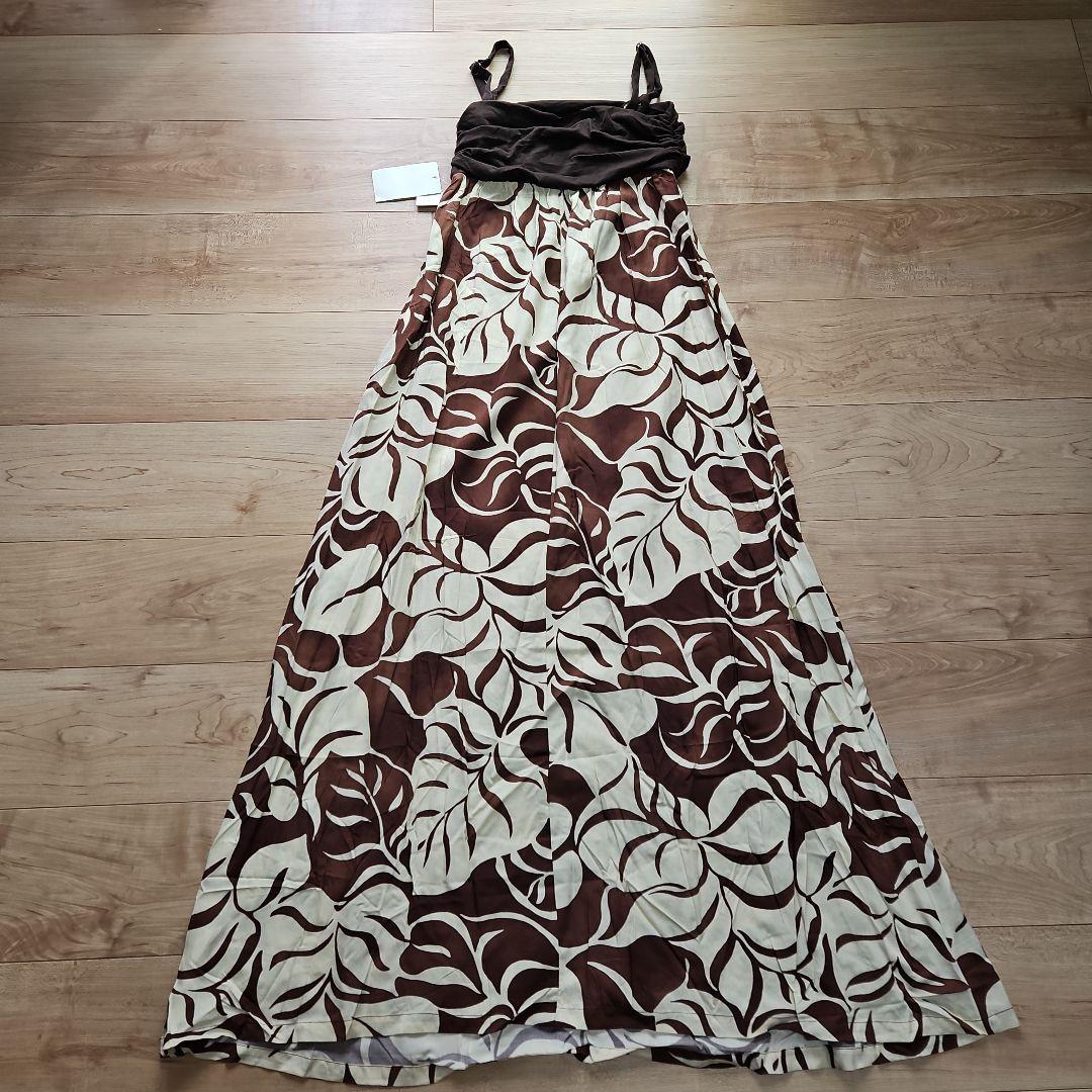 ☆IOLANI☆マキシ丈キャミソールワンピース☆ブラウン系ハワイアン新品☆
