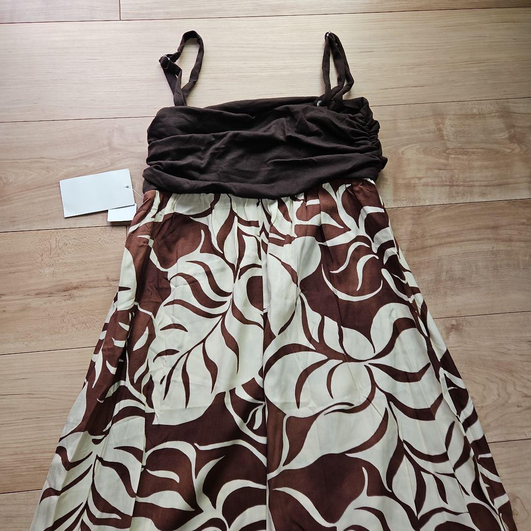 ☆IOLANI☆マキシ丈キャミソールワンピース☆ブラウン系ハワイアン新品☆