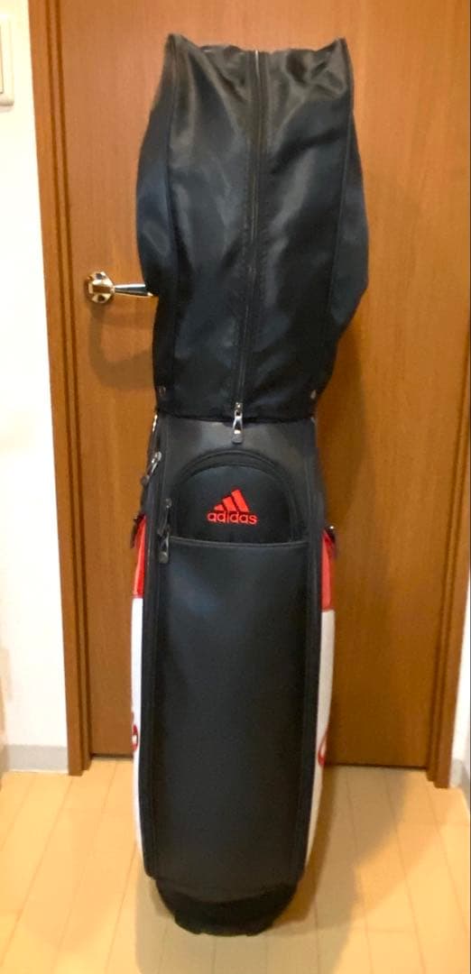 adidas キャディバッグ 黒赤 ストライプデザイン(美品)