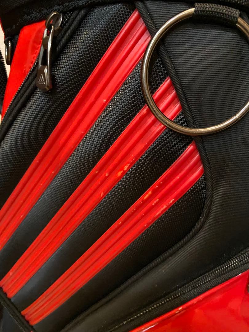 adidas キャディバッグ 黒赤 ストライプデザイン(美品)
