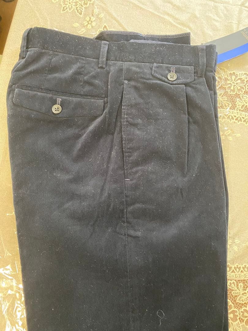 新品 クリスチャンオラーニ コーデュロイ ストレッチ スラックス S紺