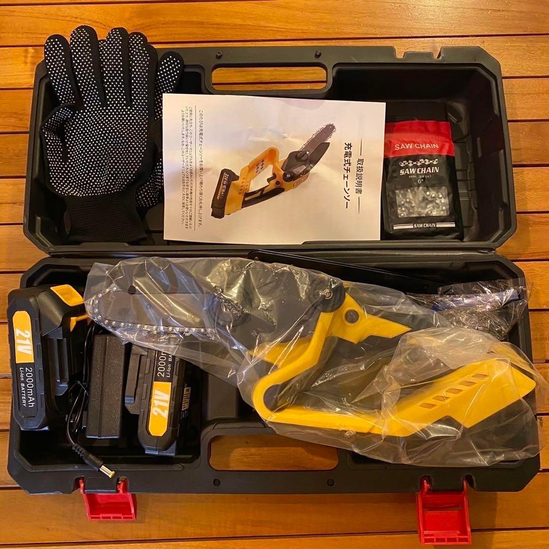 ❤️ラスト1点❤️ チェーンソー 充電式 工具レスチェーン調整 充電式♡♧♤