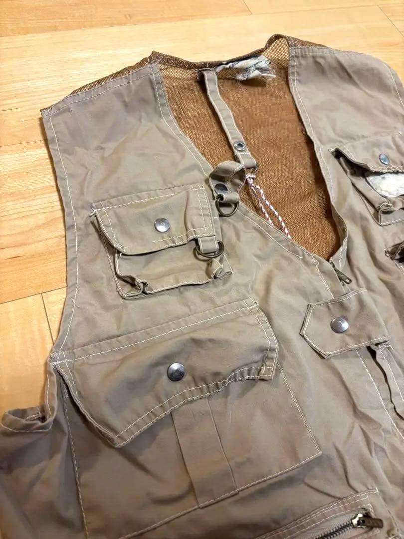 ベージュ フィッシングベスト 6ポケット ヴィンテージ