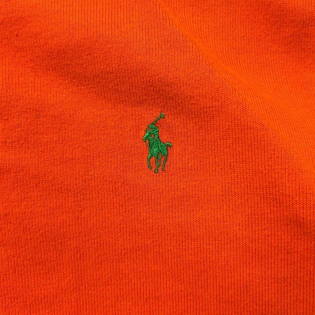 ラルフローレン 刺繍ロゴ エルボーパッチ ラガーシャツ オレンジ L 6132