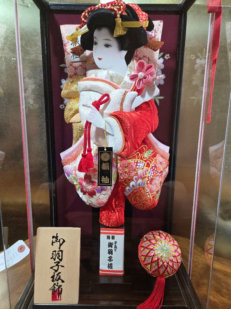 【一点限り】正月飾り　羽子板　ケース飾り　H50