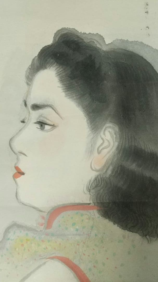 〈福田恵一〉北満所感 共箱  西山翠嶂師事 広島の人 満州中国 美人画 軸先なし
