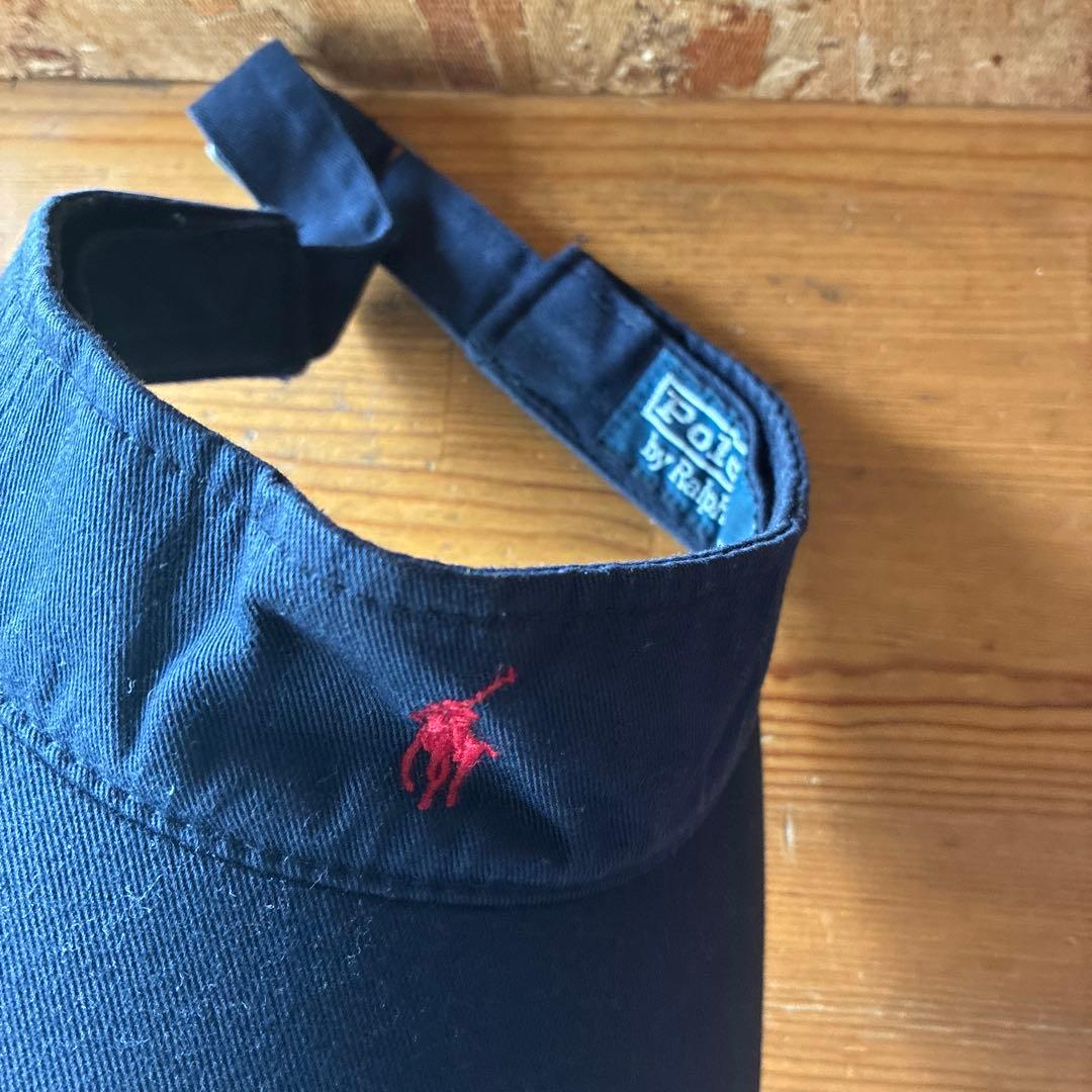 ラルフローレン　サンバイザー　ネイビー　ポニー刺繍　赤
