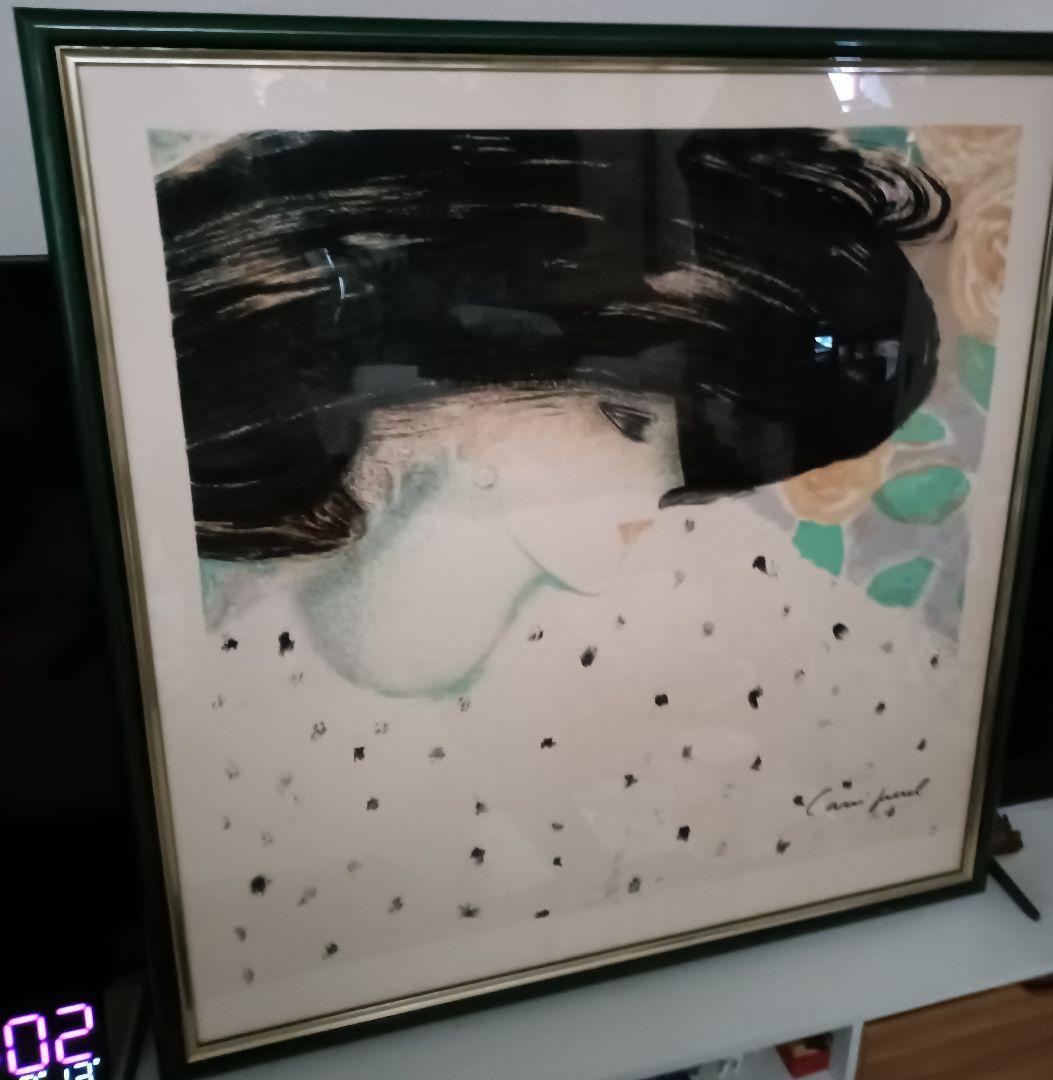 【ジャン・ピェール・カシニョール】黒い帽子の婦人　技法　スカーフ
