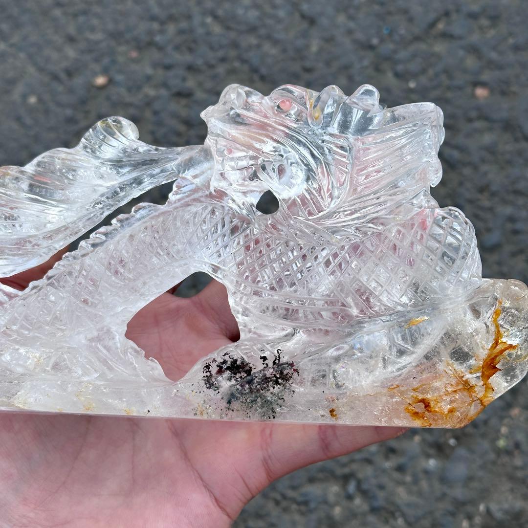 天然石水晶の龍　置物　ご購入前に在庫確認必要　G.217