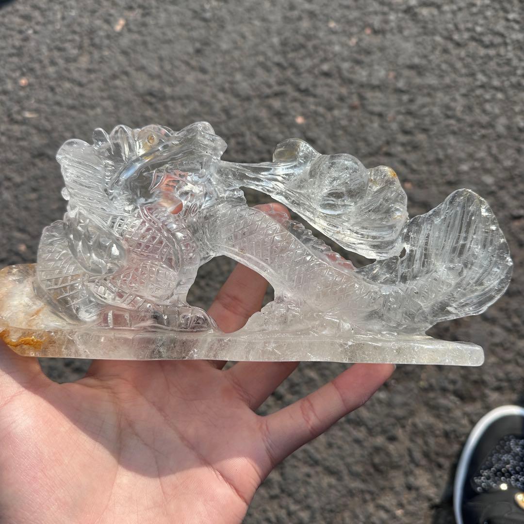 天然石水晶の龍　置物　ご購入前に在庫確認必要　G.217
