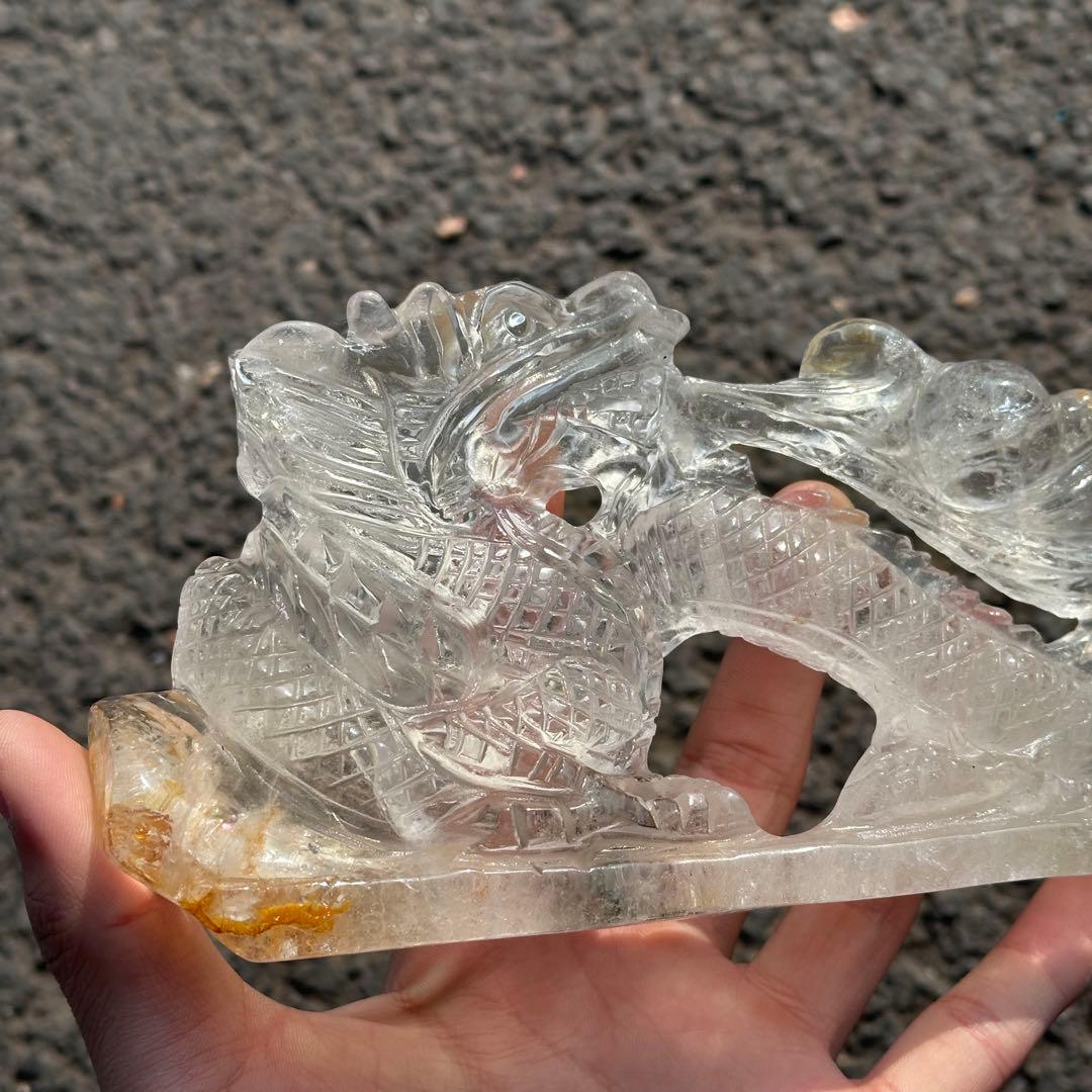 天然石水晶の龍　置物　ご購入前に在庫確認必要　G.217