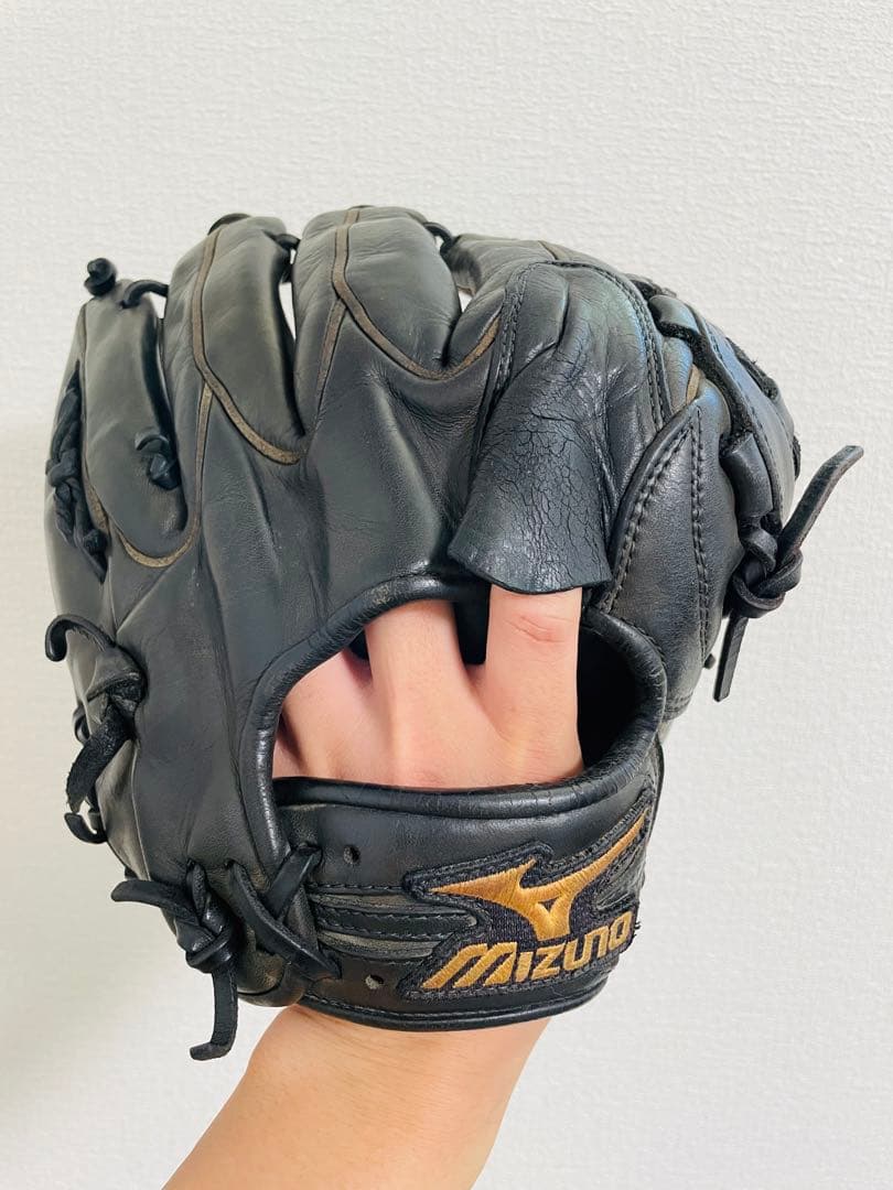 Mizuno ミズノ　黒 レザー グローブ 投手用　即戦力 軟式用