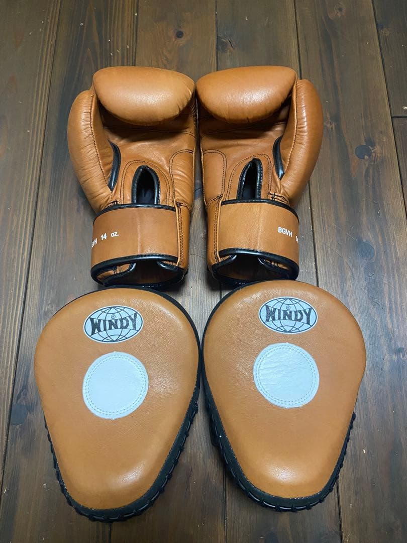 WINDY ウィンディキックボクシング グローブ ミットセットブラウン