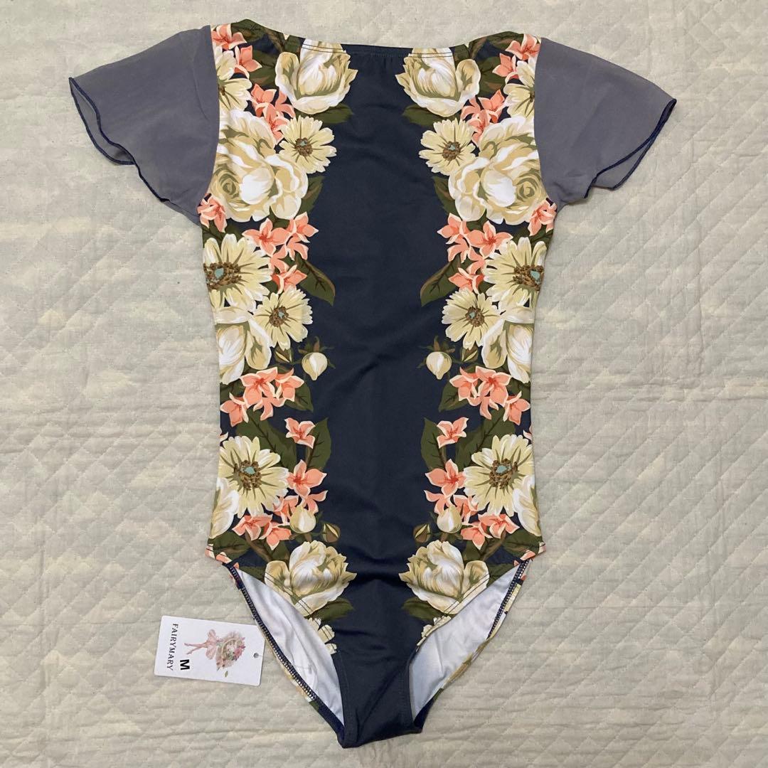 【新品】フェアリーマリー　レオタード 花柄　グレー　Mサイズ