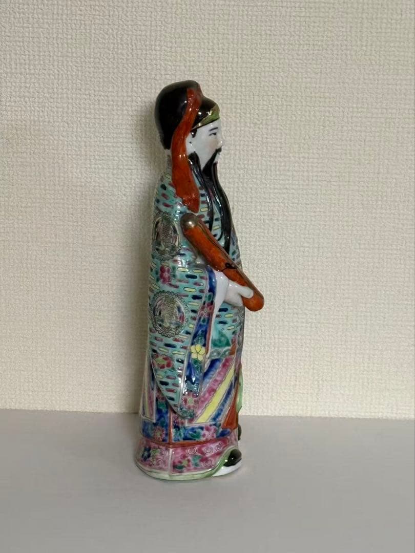 中国美術 色絵陶人形 福禄寿 陶器 縁起物 置物　時代物