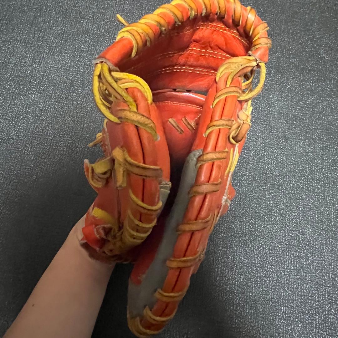 玉澤 オレンジレザー グローブ キャッチャーミット 革のやぶれ紐切れ無し 171