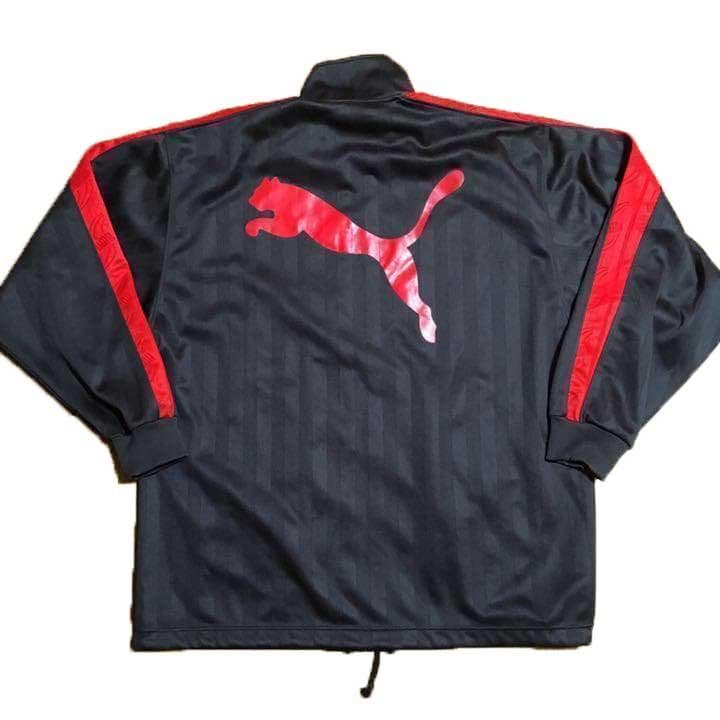 日本製 PUMA ジャージ セットアップ 黒 赤 S～Mサイズ 古着 プーマ