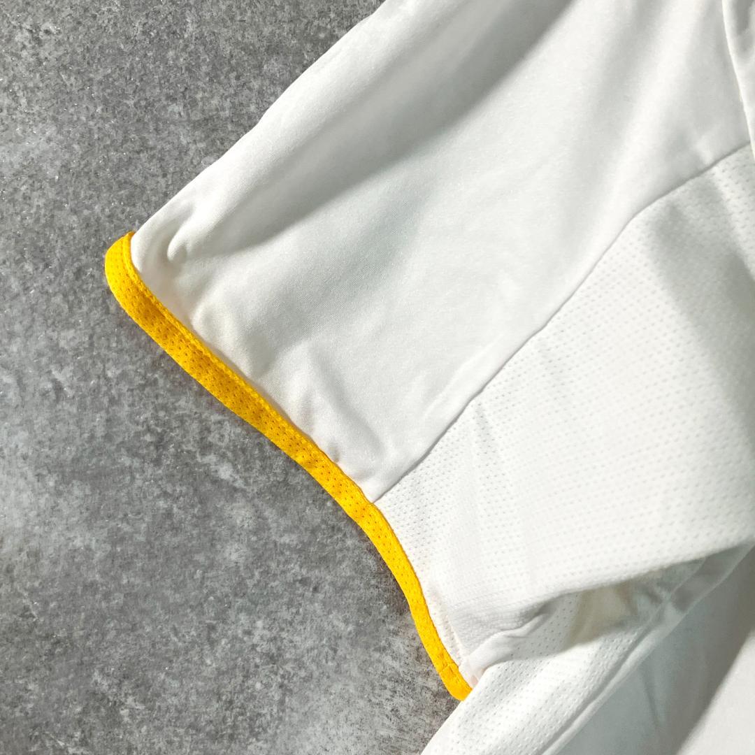 UMBRO　スポーツシャツ　半袖　ホワイト　イエロー　メッシュ　ポリエステル