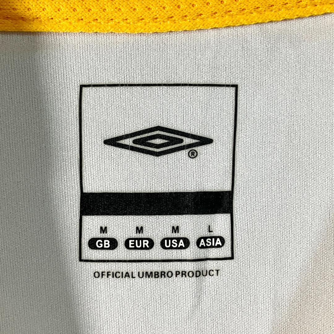 UMBRO　スポーツシャツ　半袖　ホワイト　イエロー　メッシュ　ポリエステル