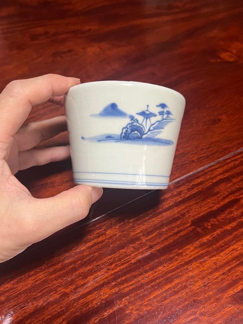 蕎麦猪口　古伊万里　無傷完品　江戸後期　大振り　丁寧な絵付け　呉須発色良いです