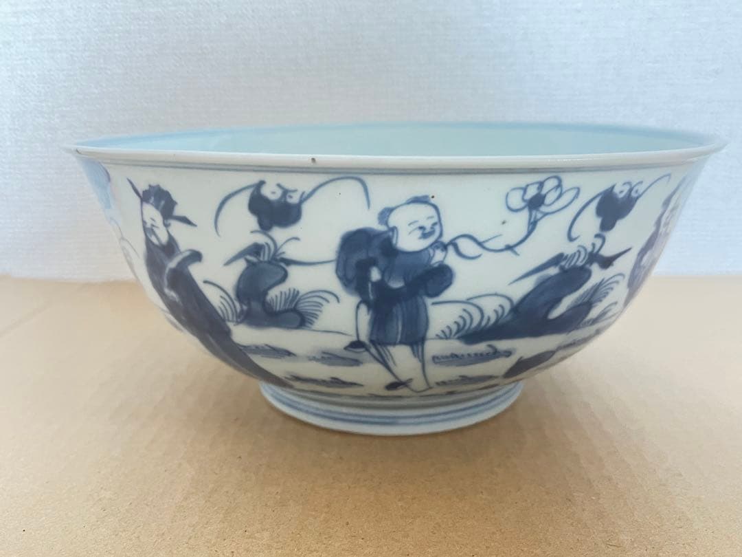 中国美術　清時代人物紋 茶碗 染付 鉢 時代物