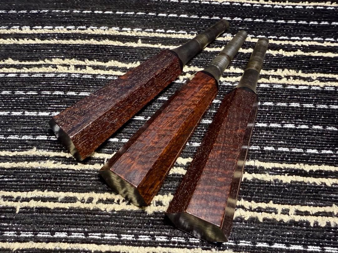 【希少】津軽三味線 糸巻き 紅木 虎杢 トチ巻 八分五厘 太棹 糸巻 良品