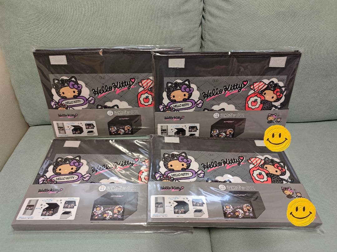 【新品未開封】⑤ハローキティ　日焼けキティ　ヒョウ柄　フタ付収納ボックス　4点