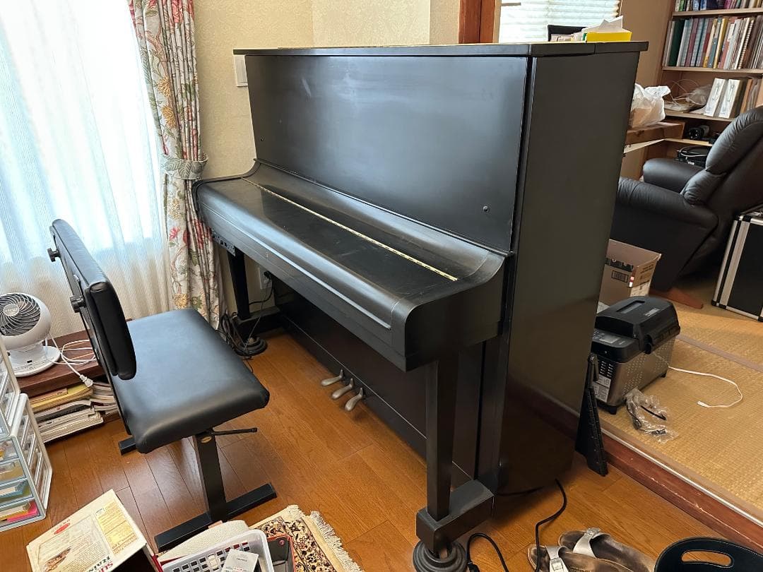 【消音ユニット付属】FUKUYAMA アップライトピアノ ドイツ製ピアノ椅子付