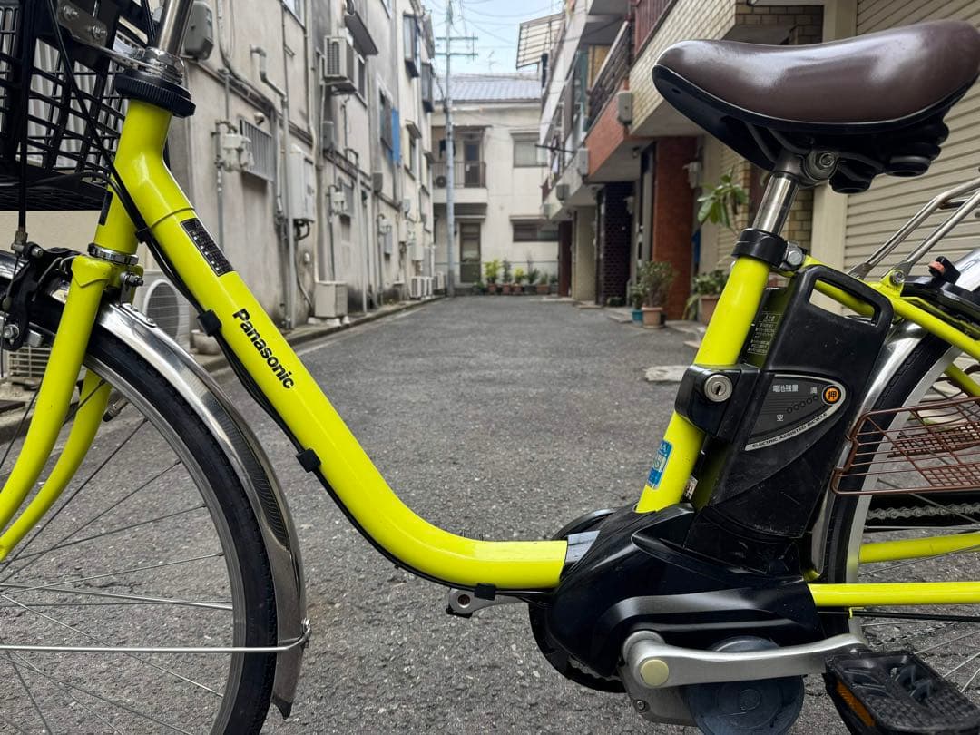 Panasonic 電動アシスト自転車 26インチ 前カゴ付き イエロー