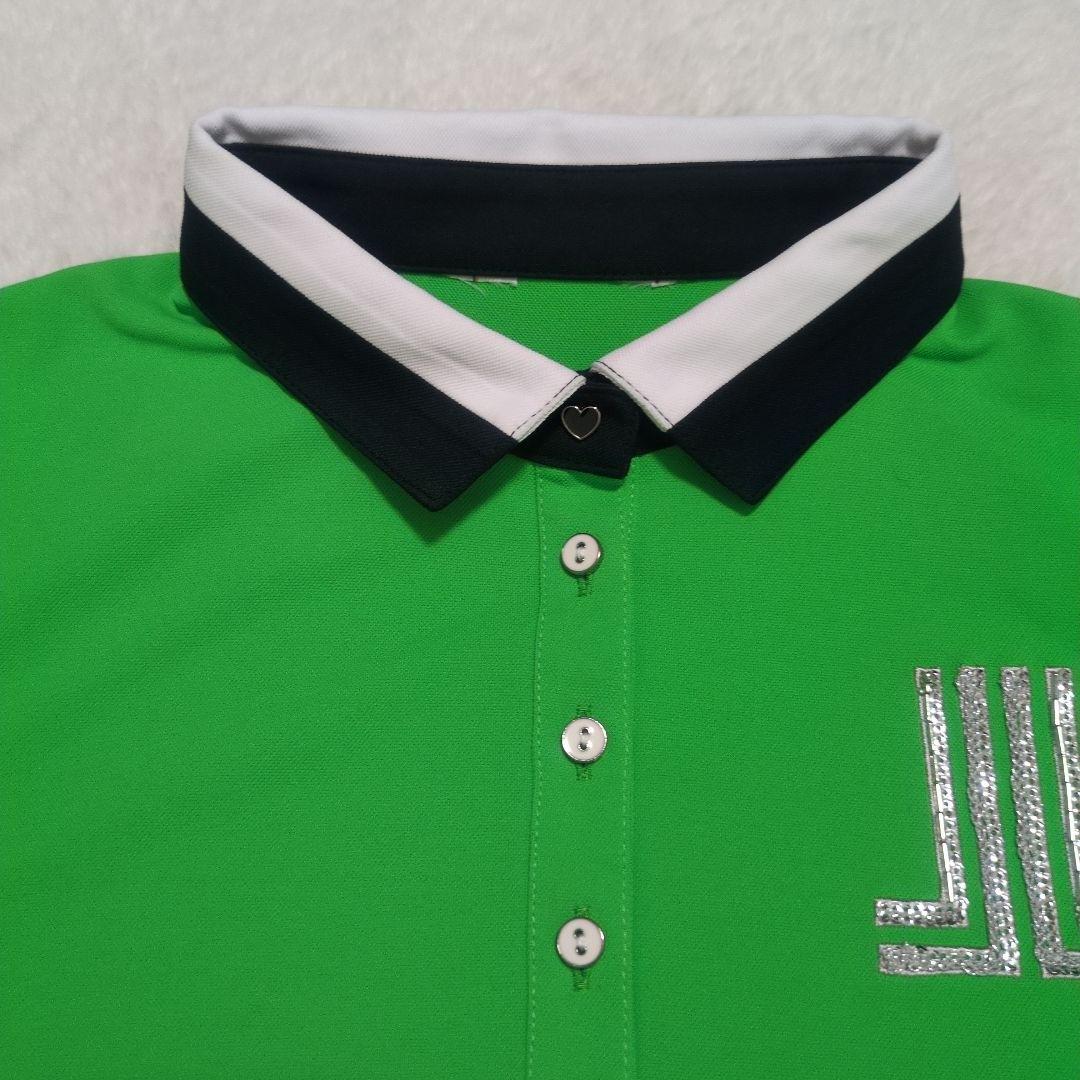 極美品 ランバンスポール 長袖ポロシャツ スパンコールロゴ 緑 38 日本製