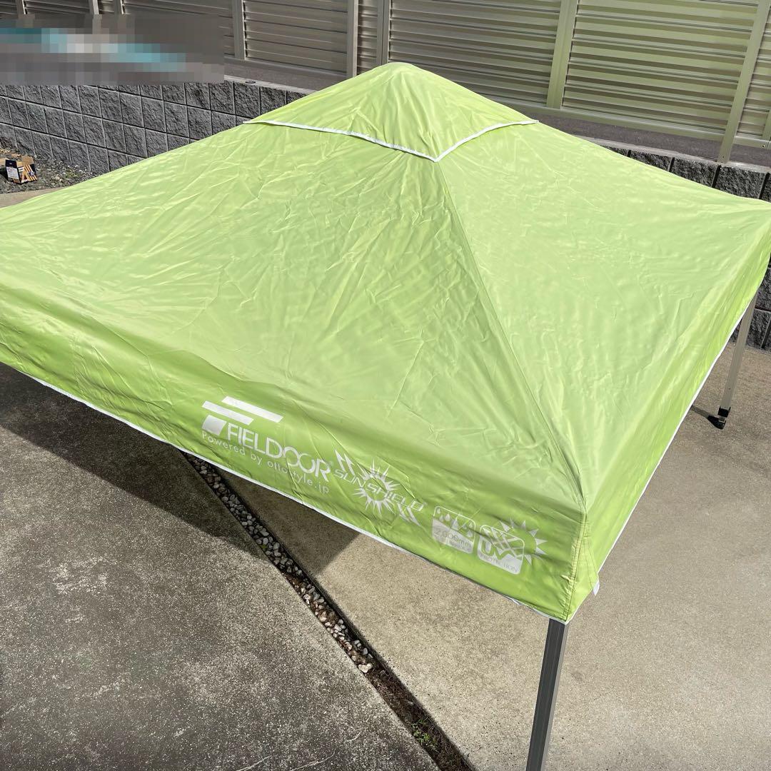 FIELDOOR ワンタッチタープテント2mグリーン 収納袋、サイドシート付き