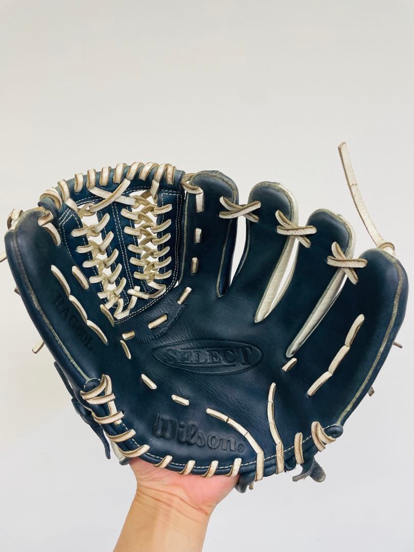 【美品✨】Wilson‼️ウィルソン　野球グローブ　軟式用　ネイビー　ホワイト