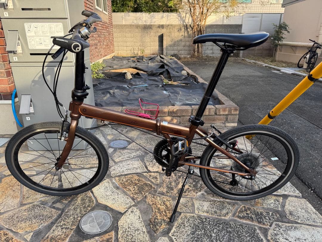 ブラウン 折りたたみ自転車 Shimano 105