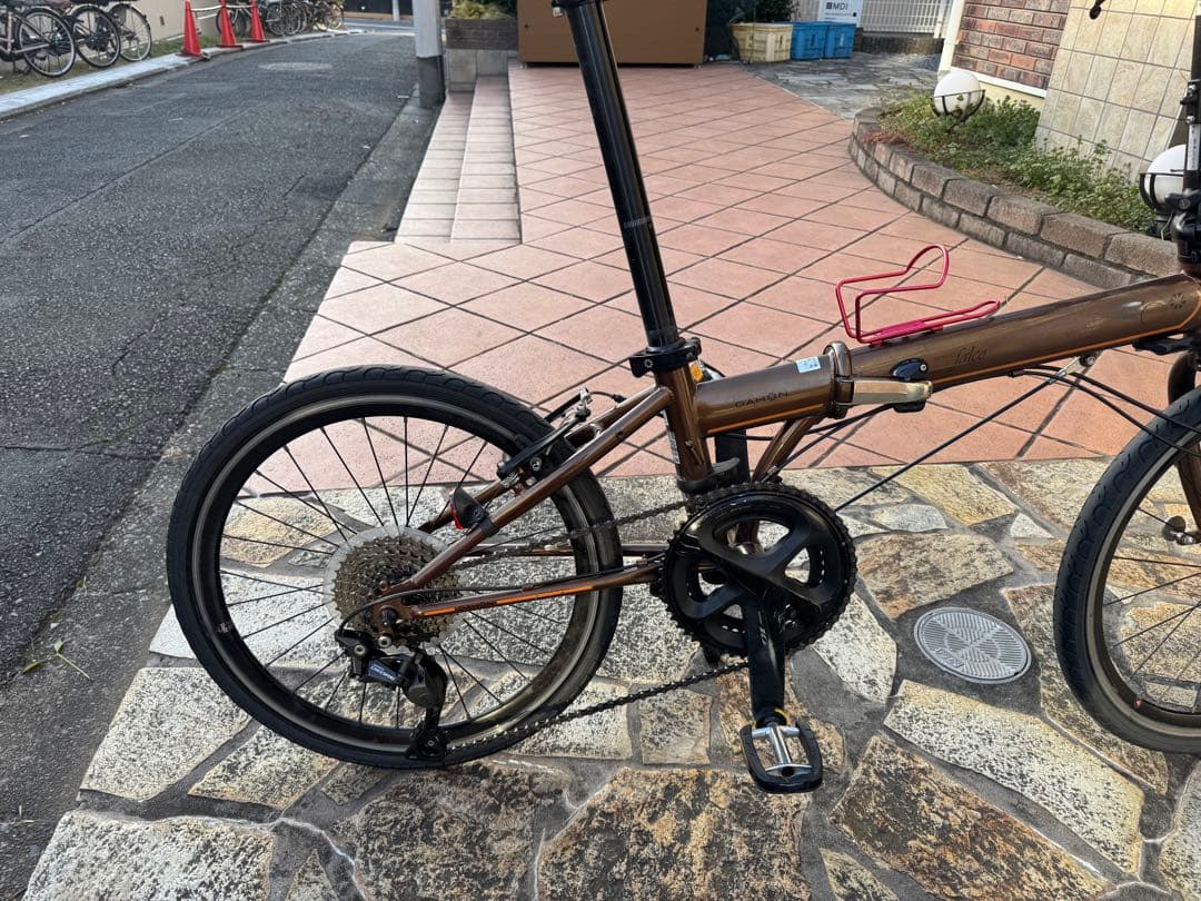 ブラウン 折りたたみ自転車 Shimano 105