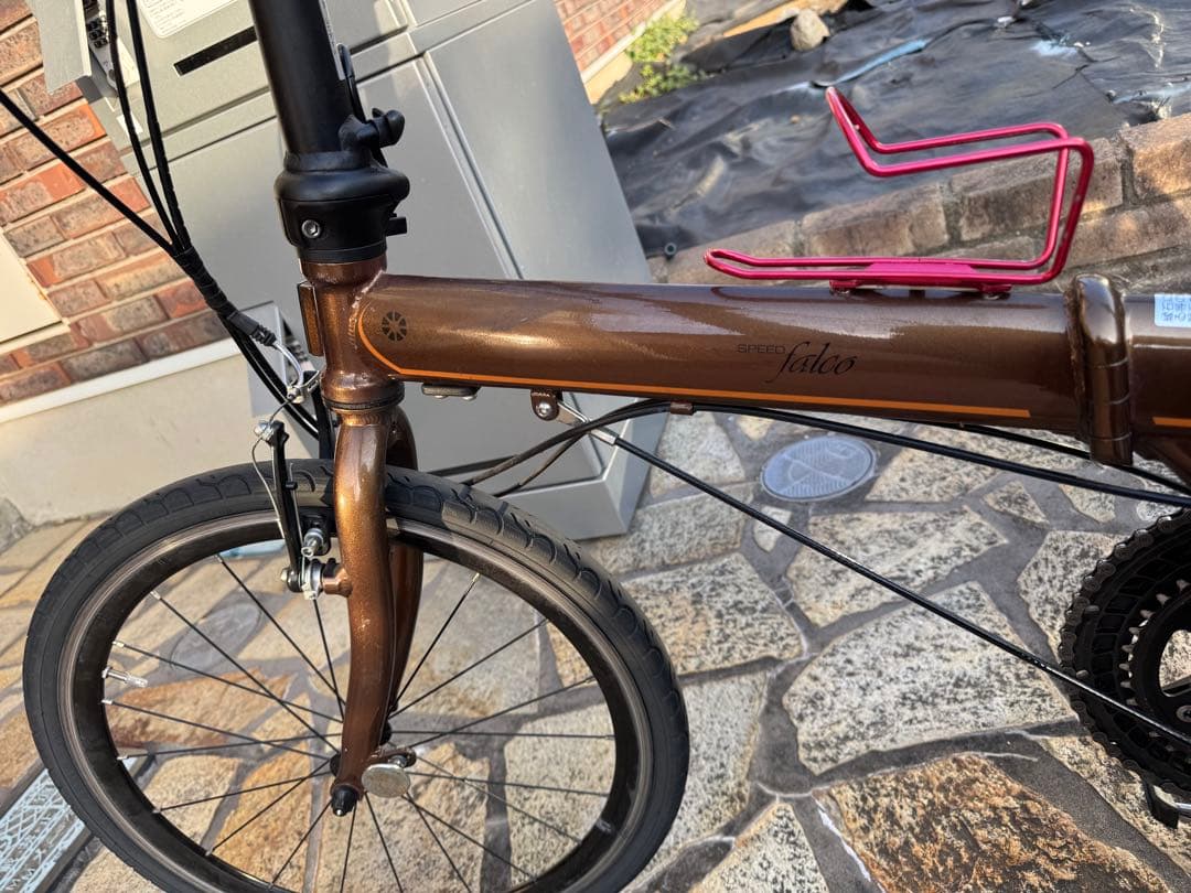 ブラウン 折りたたみ自転車 Shimano 105