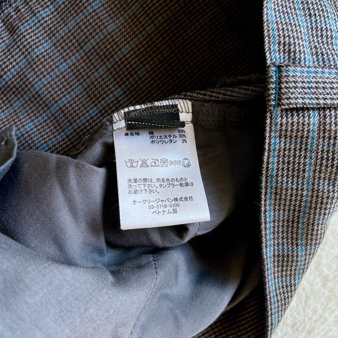 OAKLEY ゴルフパンツ　チェック柄 テックパンツ　ストレッチ　スラックス風
