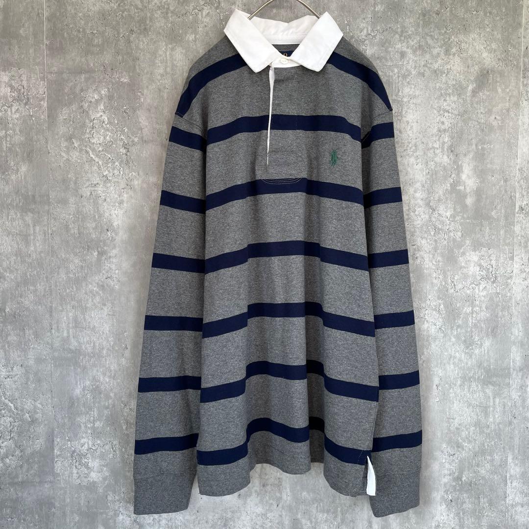 【美品】ポロ ラルフローレン 長袖 ラガーシャツ ボーダー メンズ 古着