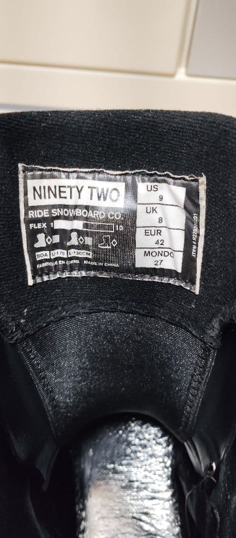 ダイパパ様RIDE NINETY TWO 92 スノーブーツ US9 27.0
