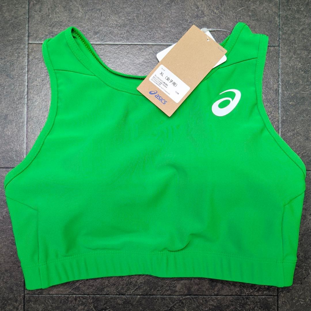 アシックス　女子陸上レーシングトップ　XLサイズ　アマゾングリーン単色　新品