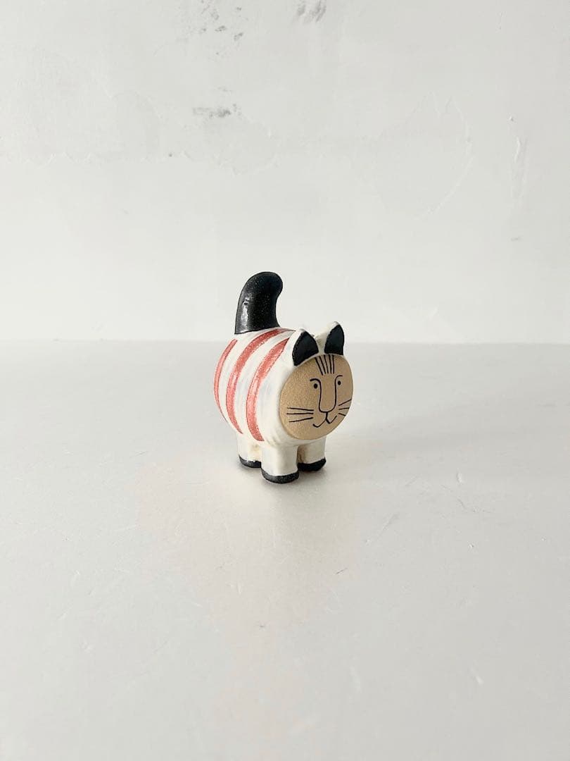 【北欧】Lisa Larson　 dieci cat 　ボーダー　レッド