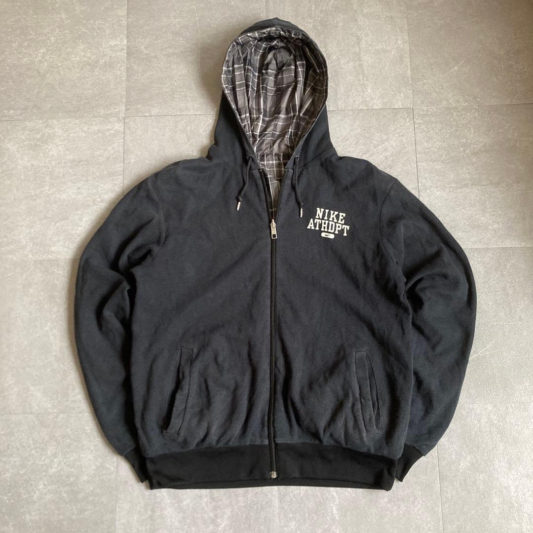NIKE リバーシブルジップパーカー 短丈 チェック XL Y2Kサイバーテック
